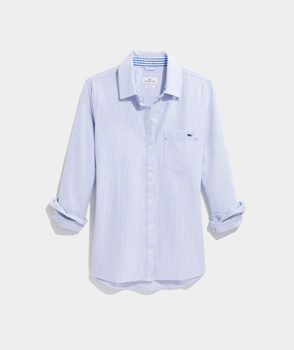 Camisas Vineyard Vines Oxford A Rayas Chilmark Relaxed Button-Down Shirt Mujer Marlin | TUC-627413