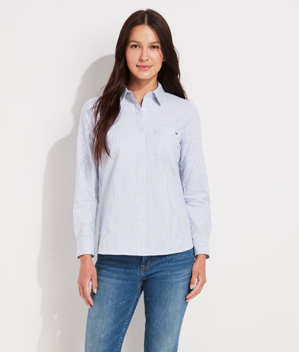 Camisas Vineyard Vines Oxford A Rayas Chilmark Relaxed Button-Down Shirt Mujer Marlin | TUC-627413