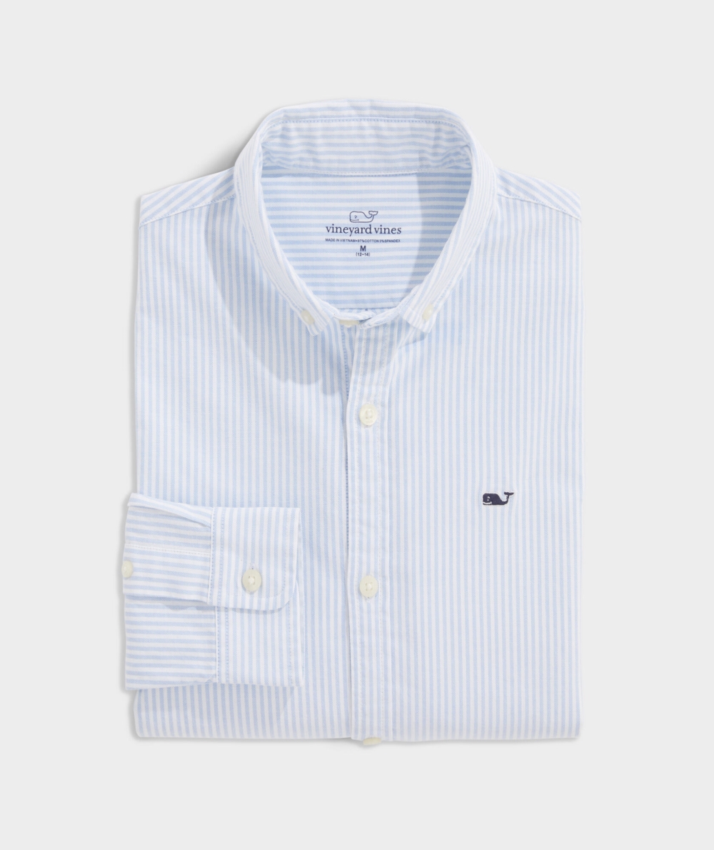 Camisas Vineyard Vines Oxford Stripe Shirt Niños Turquesa | DSP-781546