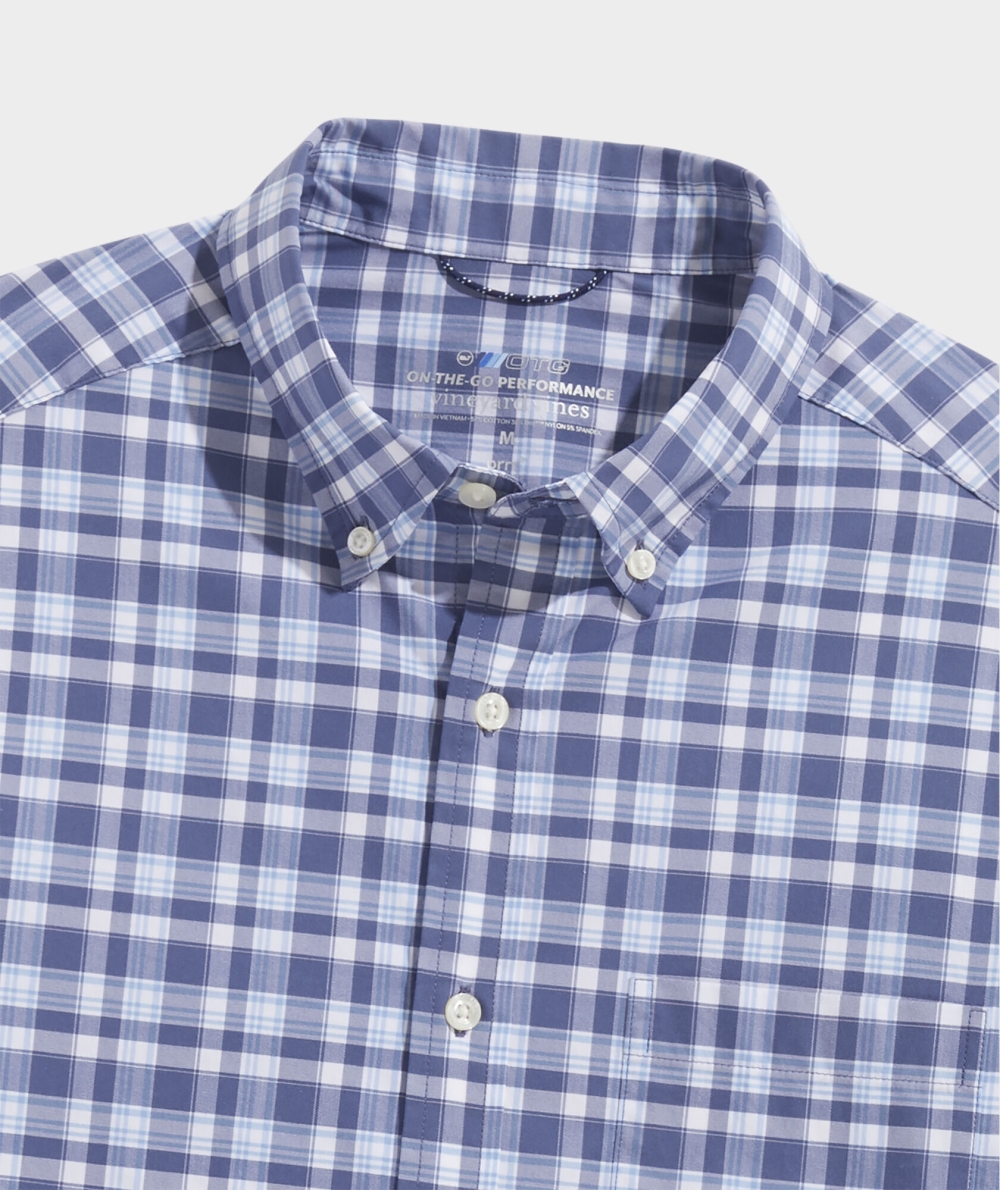 Camisas Vineyard Vines Plaid On-The-Go brrrº Shirt Hombre Ocean Splash | HZL-973860