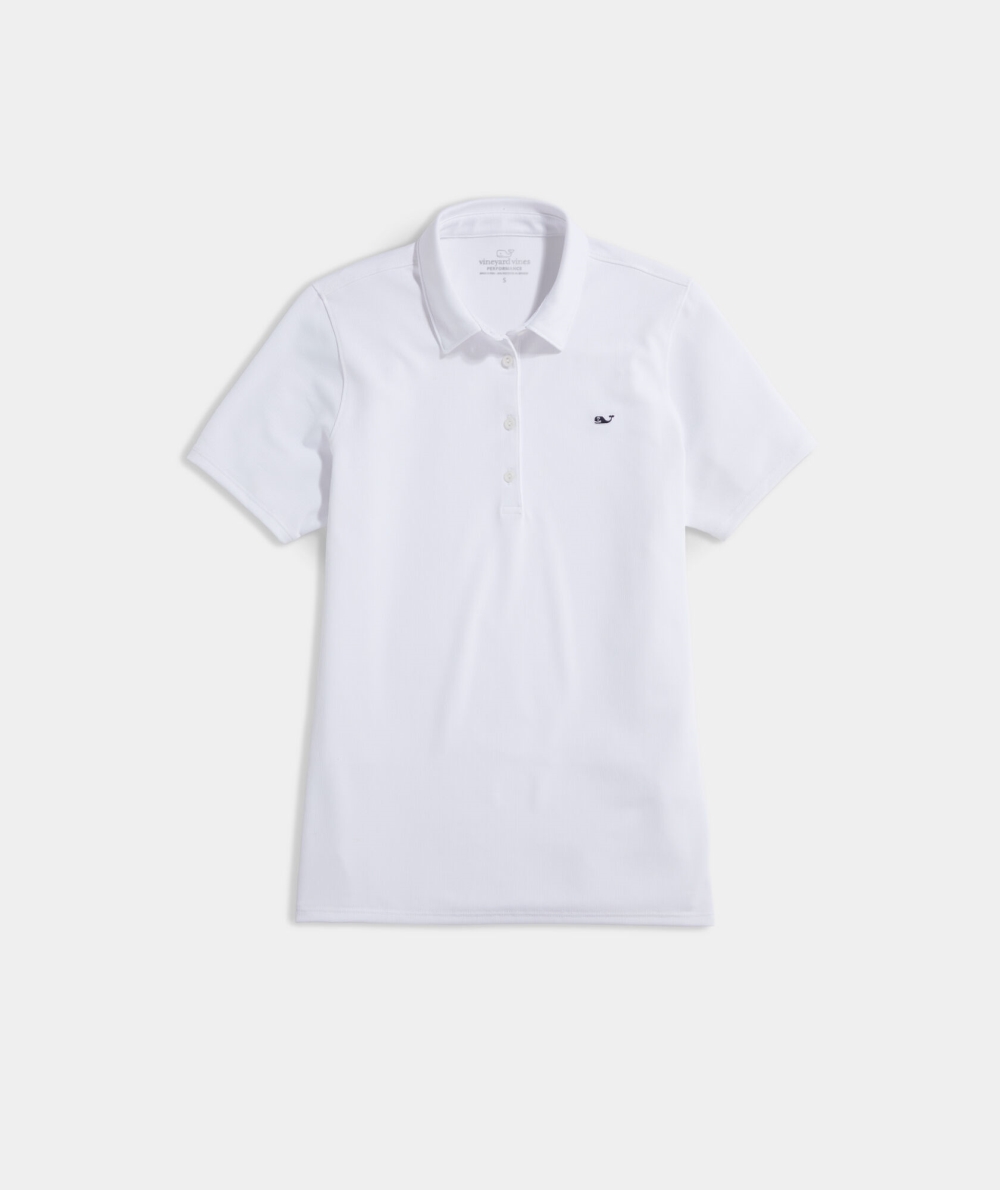 Camisas Vineyard Vines Solid Pique Polo Mujer Blancos | OQJ-632417