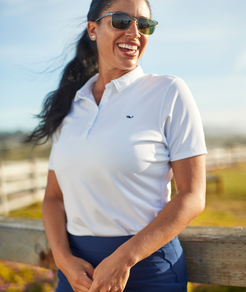 Camisas Vineyard Vines Solid Pique Polo Mujer Blancos | OQJ-632417