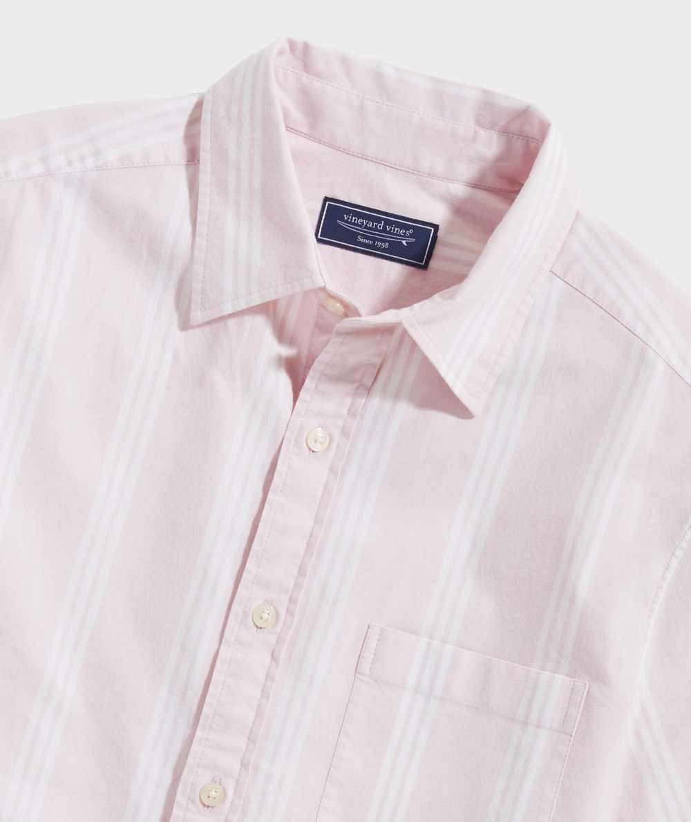 Camisas Vineyard Vines Stretch Algodon Corta-Sleeve Stripe Shirt Hombre Rosas | YGZ-197842