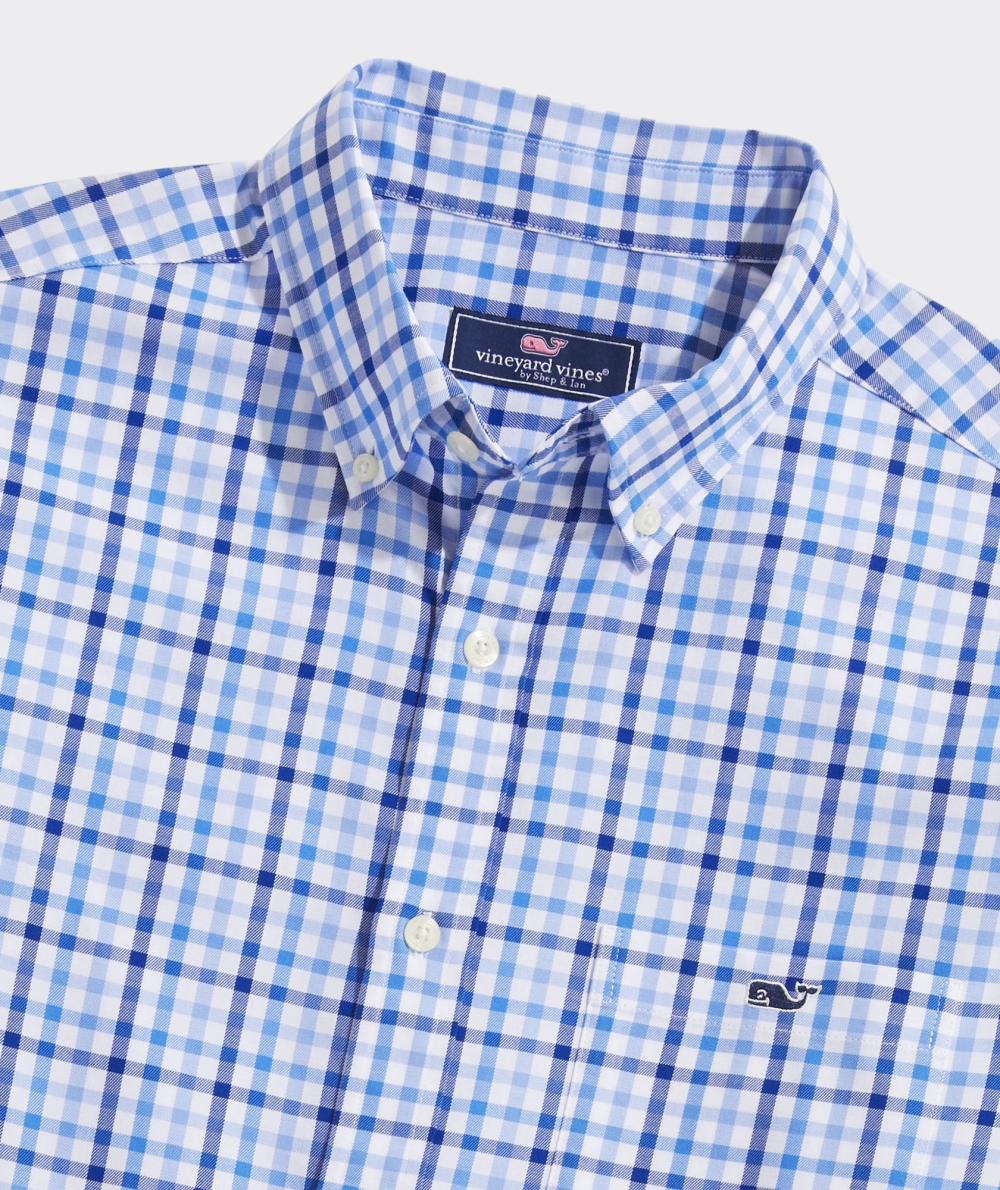 Camisas Vineyard Vines Stretch Poplin Check Shirt Hombre Azules | BAE-382710