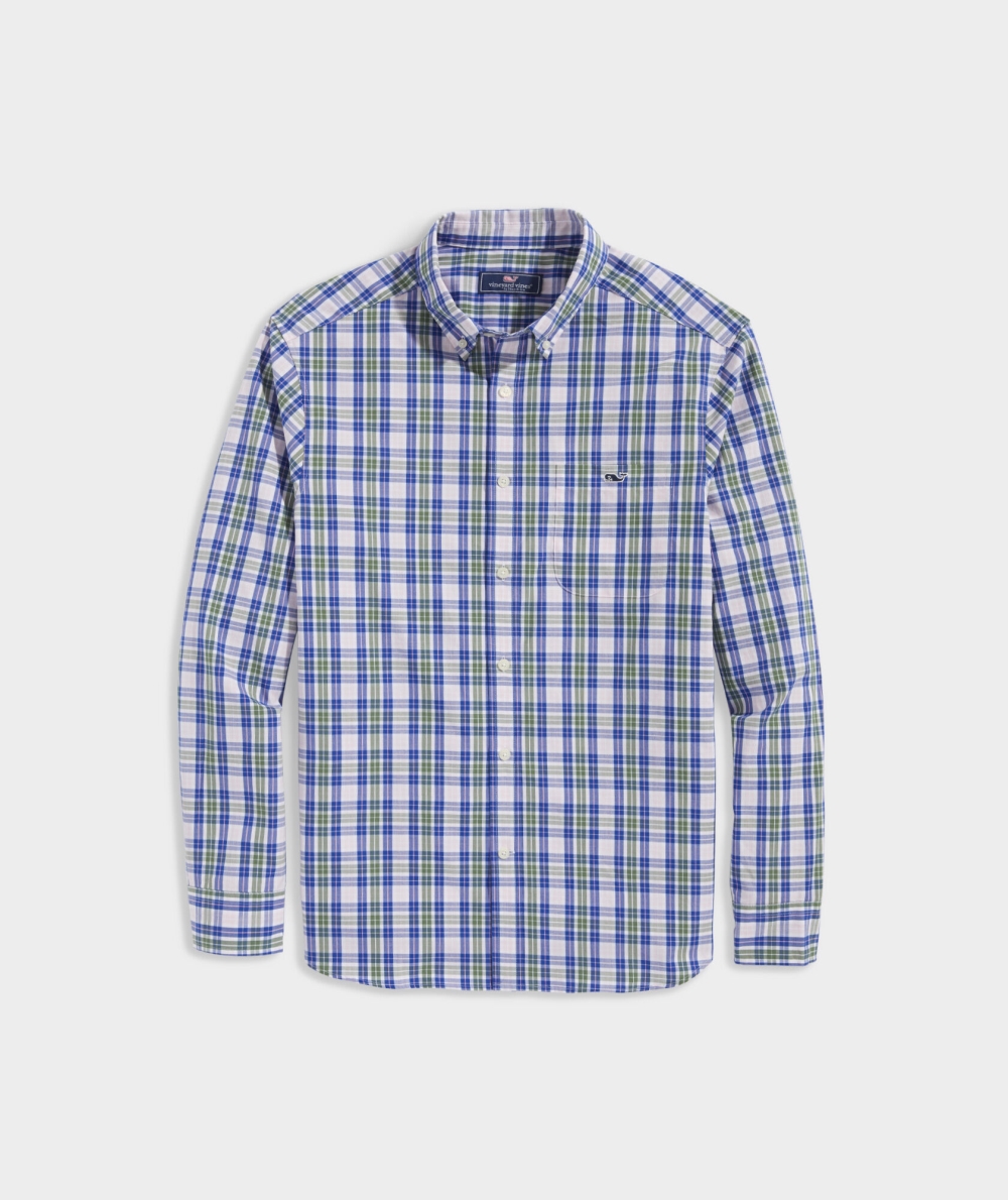 Camisas Vineyard Vines Stretch Poplin Check Shirt Hombre Rosas | FHB-568194