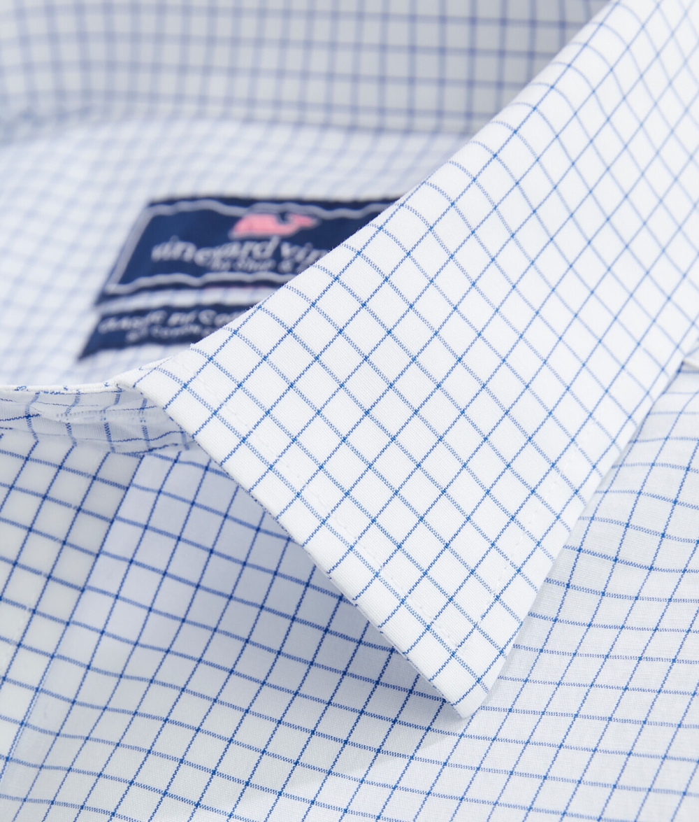 Camisas Vineyard Vines Stretch Poplin Check Spread Collar Shirt Hombre Spinnaker | HEI-862549