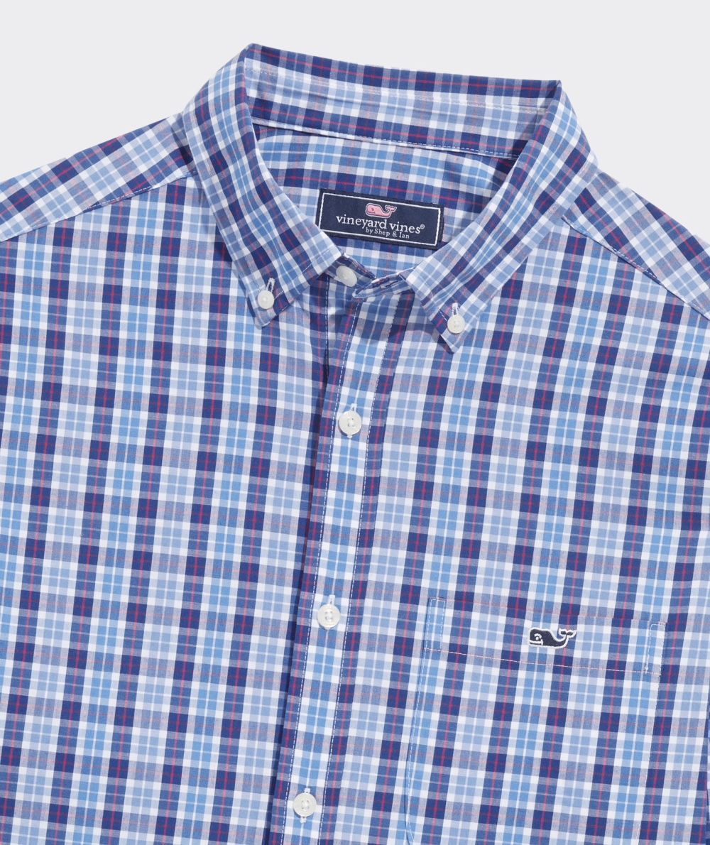 Camisas Vineyard Vines Stretch Poplin Check Shirt Hombre Azules | HLK-172346