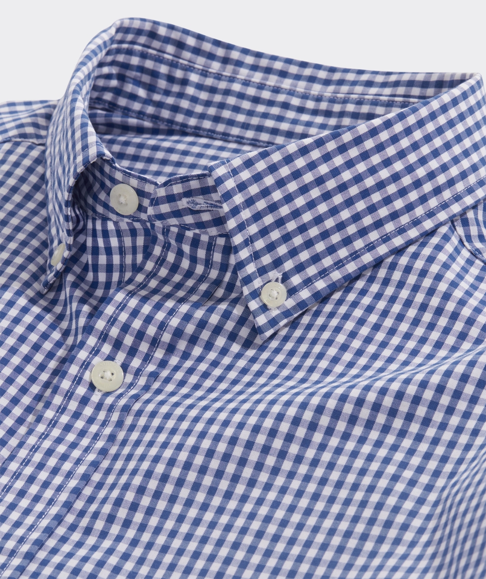 Camisas Vineyard Vines Stretch Poplin Gingham Shirt Hombre Azules | TJZ-460729