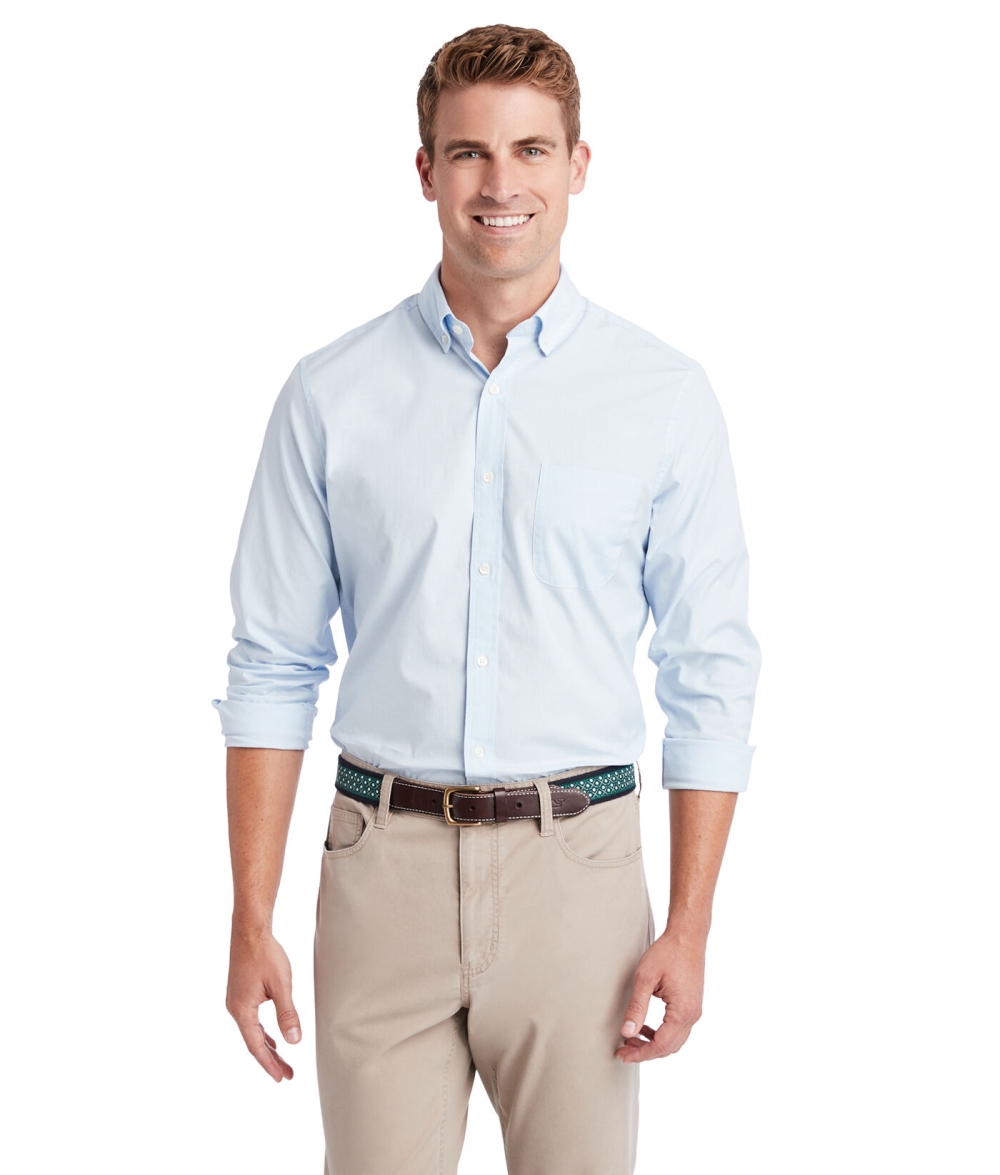 Camisas Vineyard Vines Stretch Poplin Solid Shirt Hombre Azules | LZY-248305