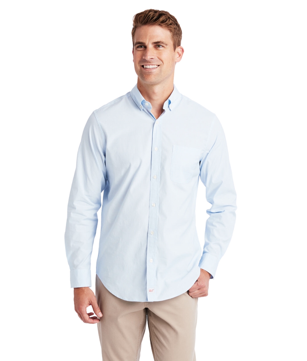 Camisas Vineyard Vines Stretch Poplin Solid Shirt Hombre Azules | LZY-248305