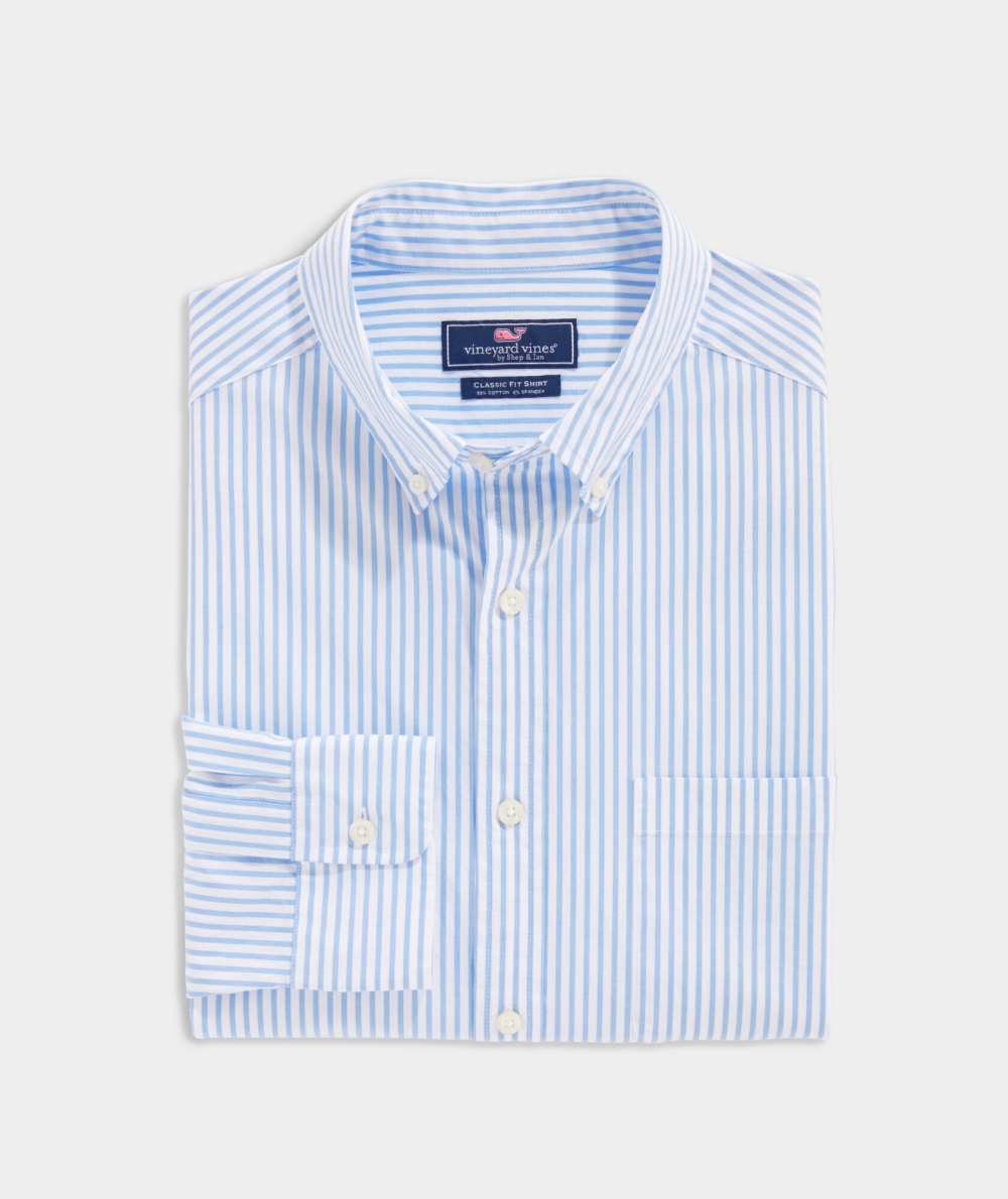 Camisas Vineyard Vines Stretch Poplin Stripe Shirt Hombre Azules | JTG-864391