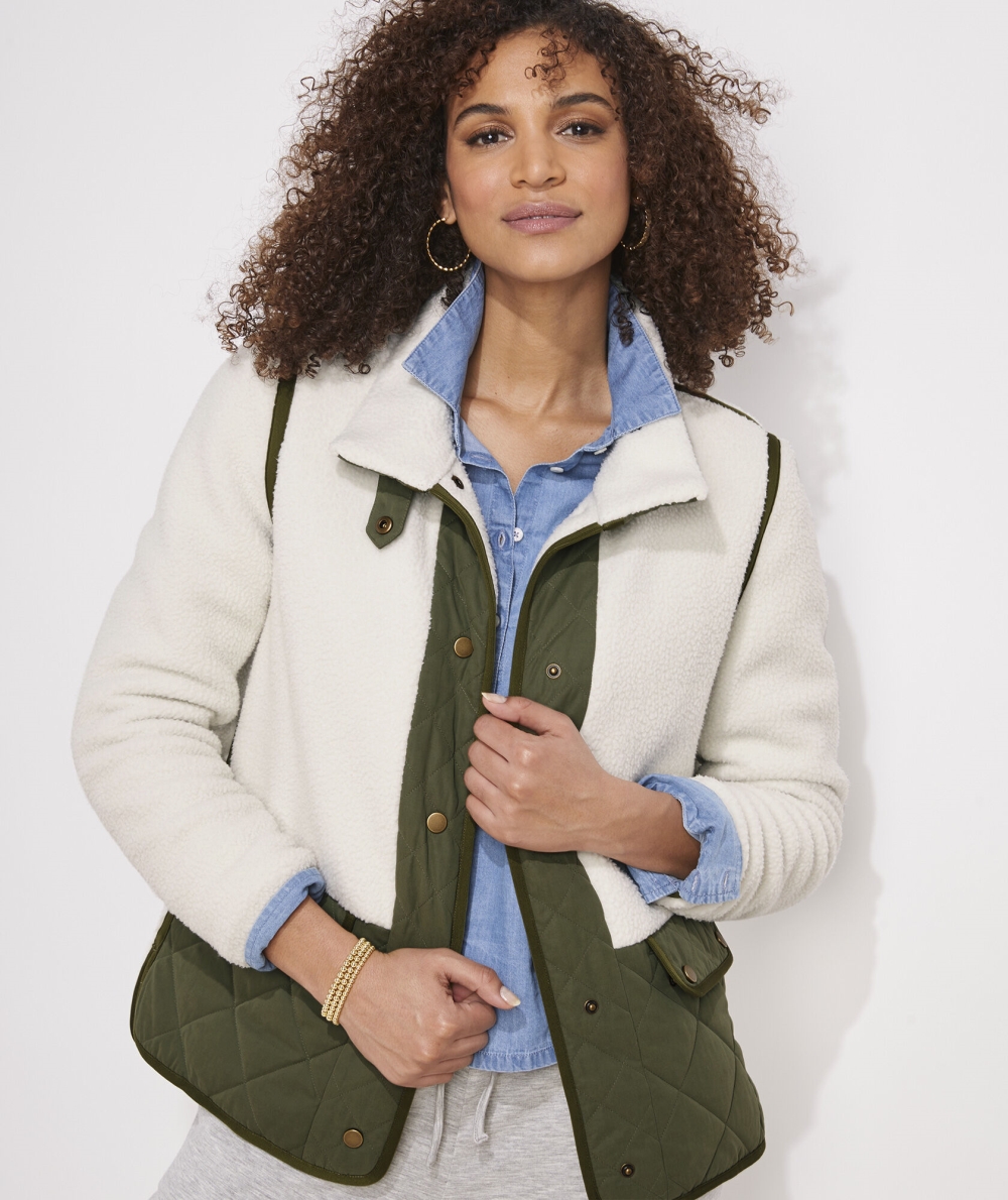 Chaquetas Vineyard Vines Acolchado Sherpa Jacket Mujer Pina Colada | FBN-975613