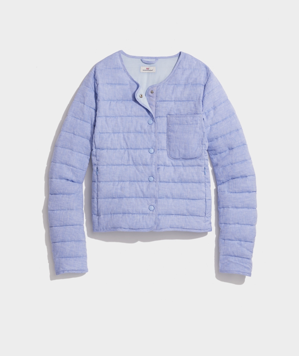 Chaquetas Vineyard Vines Ligeros Linen Puffer Mujer Azules | SCJ-206893