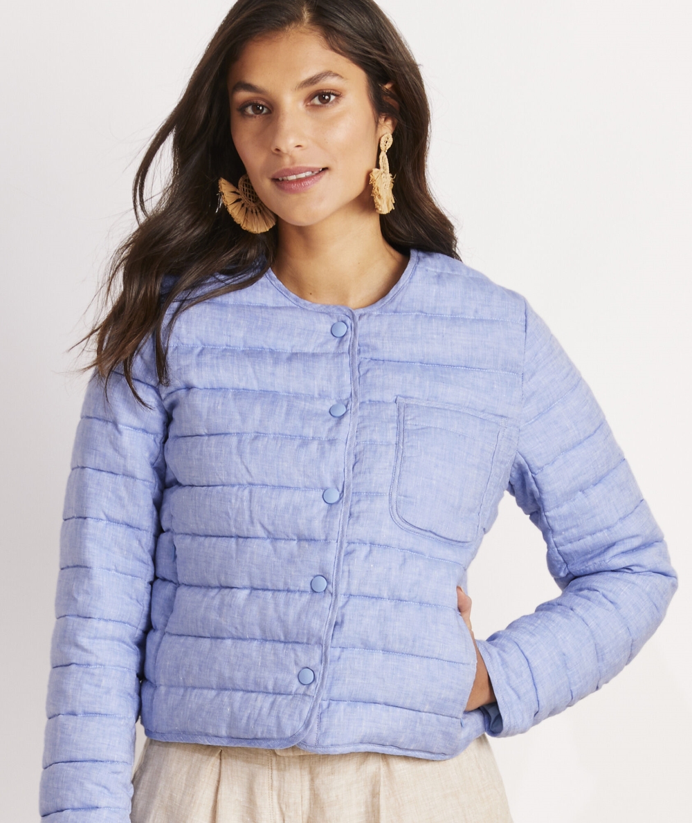 Chaquetas Vineyard Vines Ligeros Linen Puffer Mujer Azules | SCJ-206893