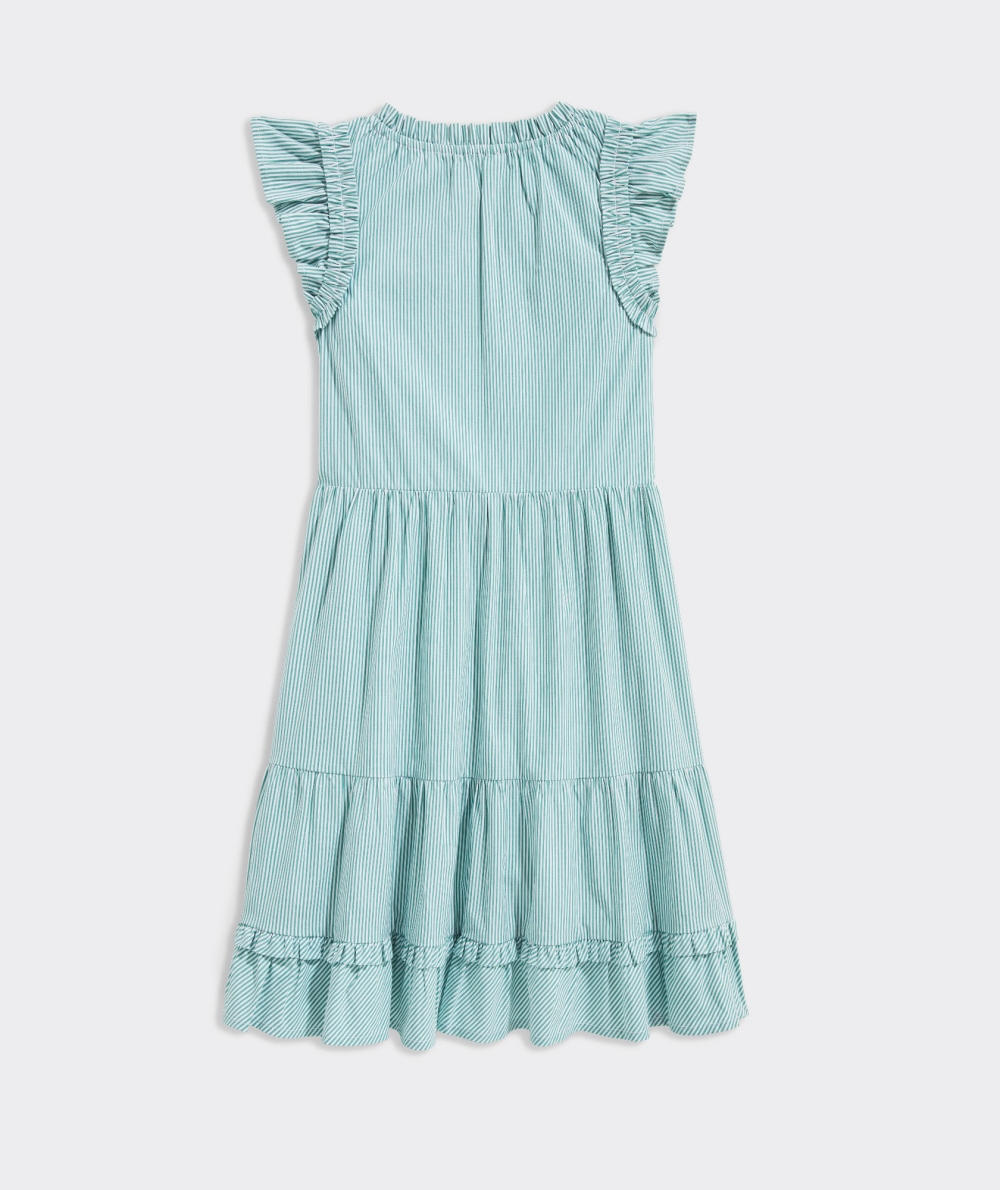 Dresses Vineyard Vines A Rayas Tiered Ruffle Neck Vestido Niños Blancos | TKO-478625