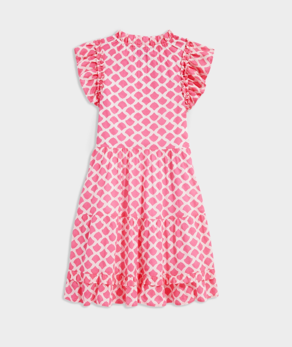 Dresses Vineyard Vines Block Shell Tiered Ruffle Vestido Niños Rosas | DGS-802475