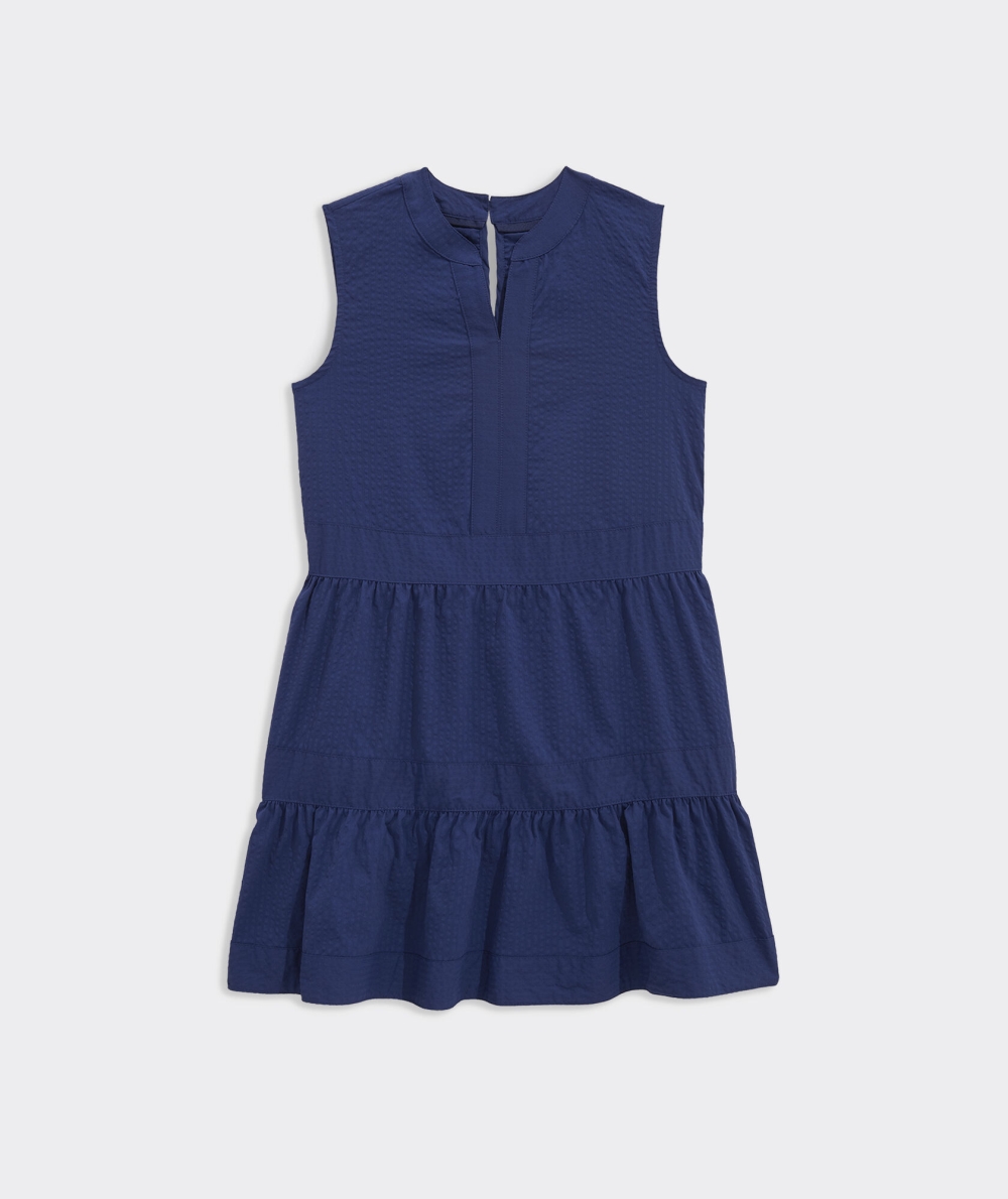 Dresses Vineyard Vines Harbor Tiered Vestido Niños Azules | VYB-570382