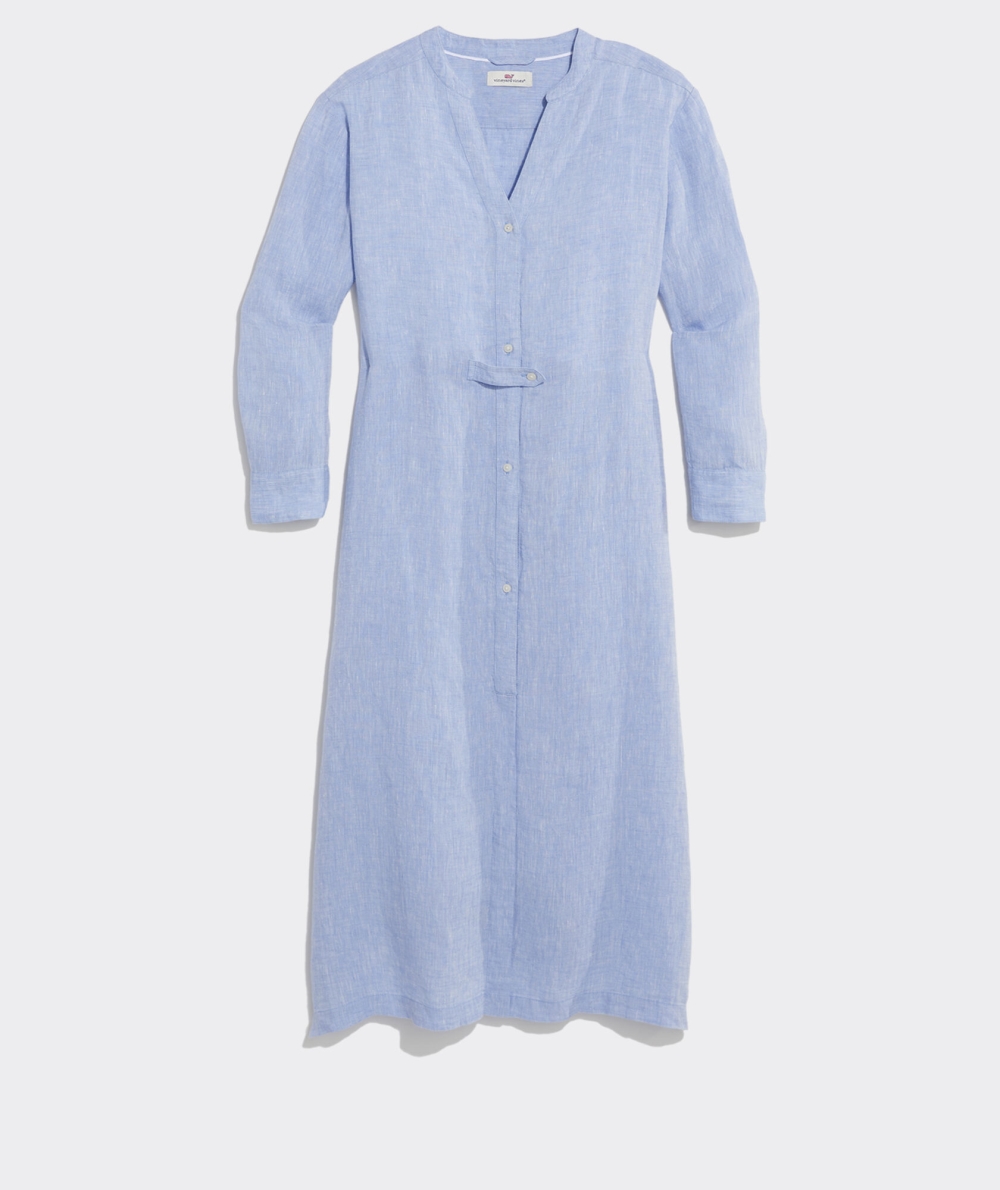 Dresses Vineyard Vines Linen Button-Down Midi Cover-Up Mujer Azules | HXE-264831