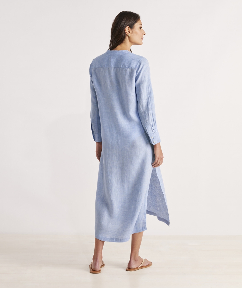 Dresses Vineyard Vines Linen Button-Down Midi Cover-Up Mujer Azules | HXE-264831