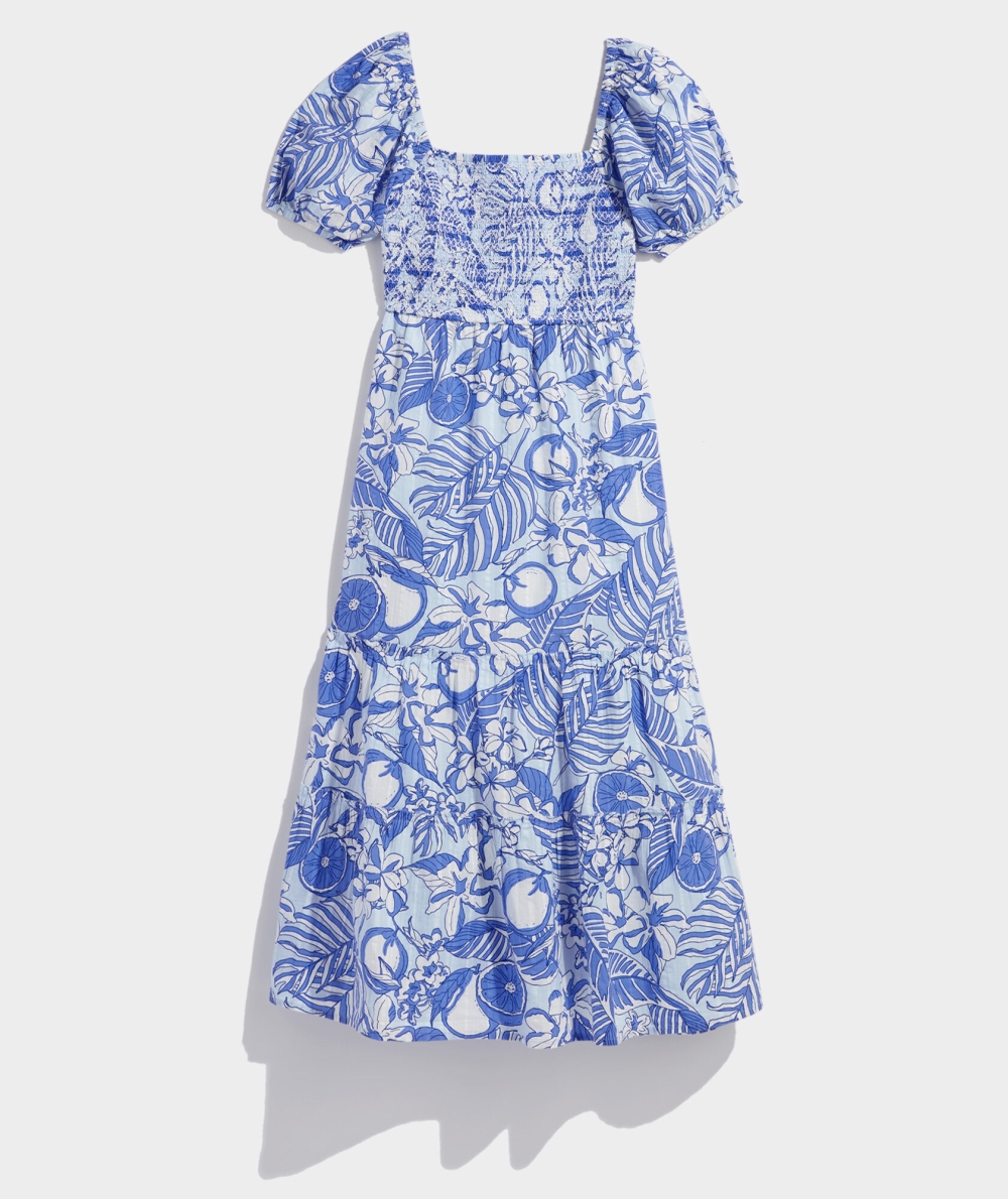 Dresses Vineyard Vines Painted Palm Beach Midi Vestido Mujer Palm Beach-Ice Water | OMV-916387