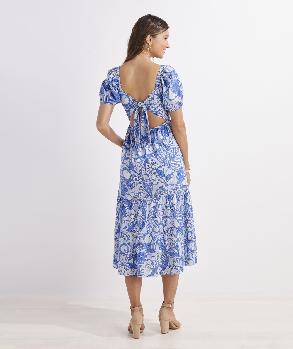 Dresses Vineyard Vines Painted Palm Beach Midi Vestido Mujer Palm Beach-Ice Water | OMV-916387