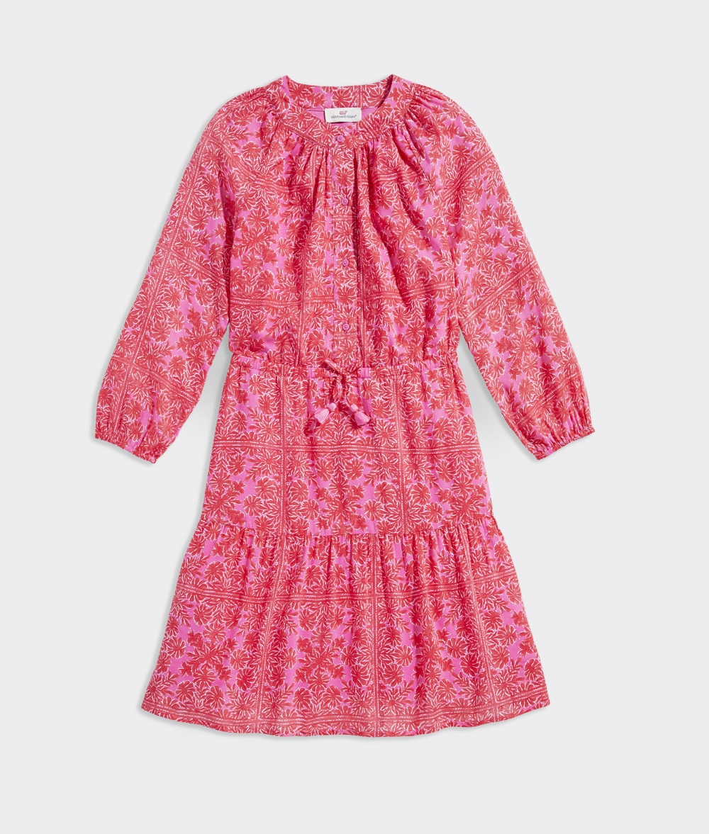 Dresses Vineyard Vines Scarf Print Midi Vestido Niños Coral | TAF-073291