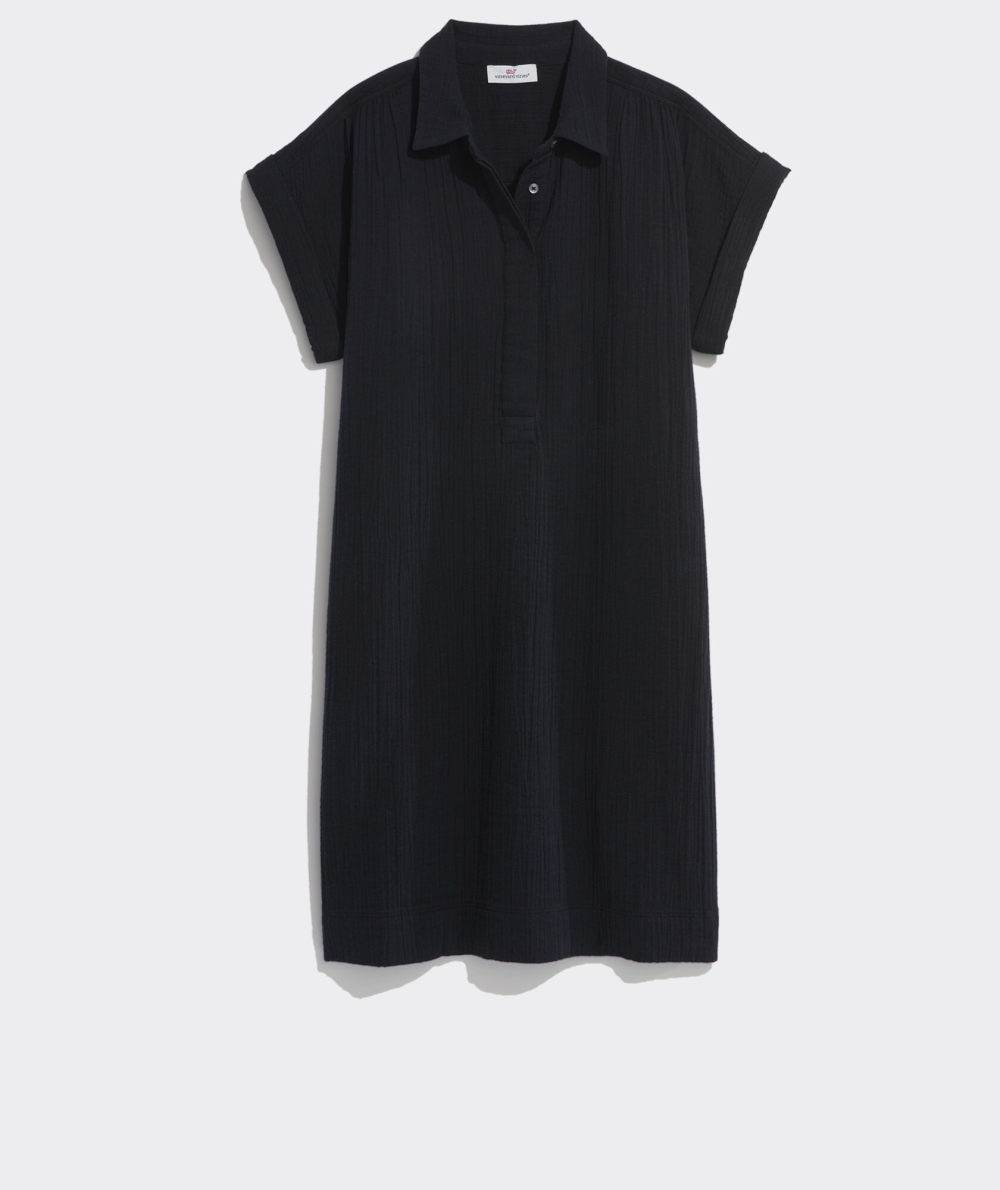 Dresses Vineyard Vines Seastitch Margo Shirt Vestido Mujer Negros | JOU-498316