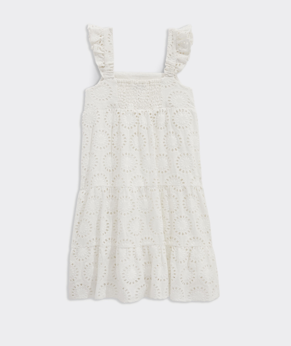 Dresses Vineyard Vines Tiered Eyelet Vestido Niños Blancos | HIJ-240985