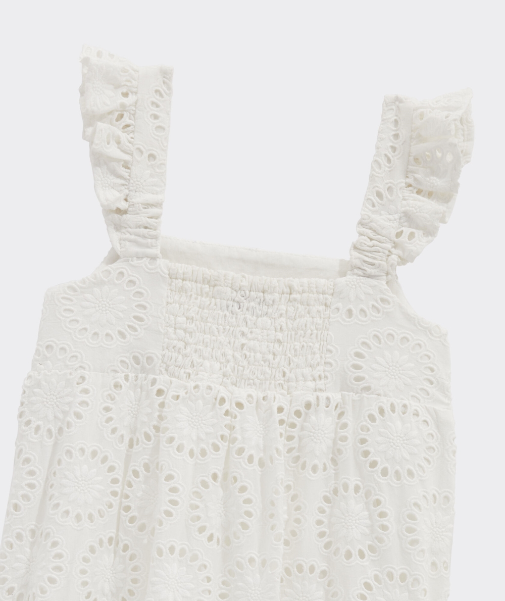 Dresses Vineyard Vines Tiered Eyelet Vestido Niños Blancos | HIJ-240985