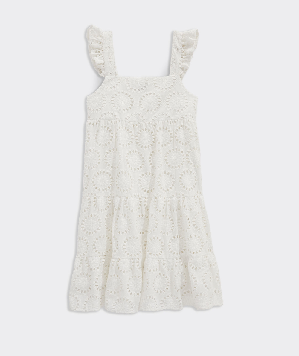 Dresses Vineyard Vines Tiered Eyelet Vestido Niños Blancos | HIJ-240985