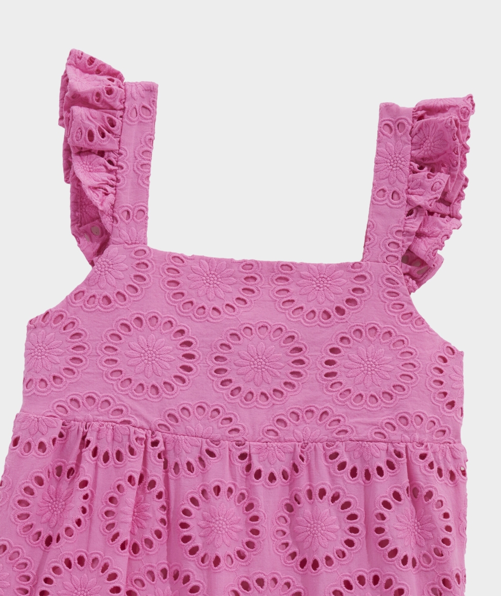 Dresses Vineyard Vines Tiered Eyelet Vestido Niños Paradise Punch | UQX-063457