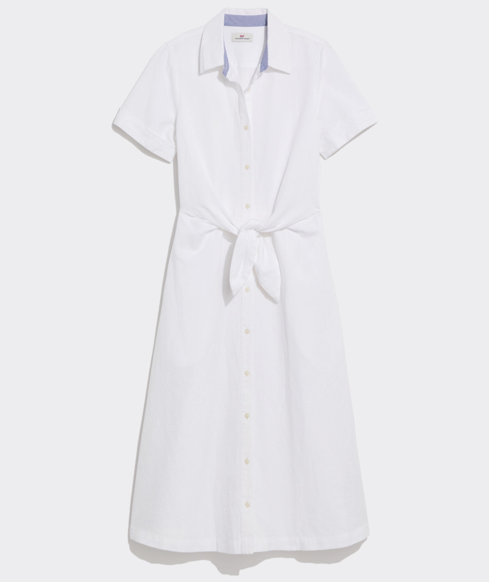 Dresses Vineyard Vines Westerly Tie-Front Linen Vestido Mujer Blancos | LXS-426859