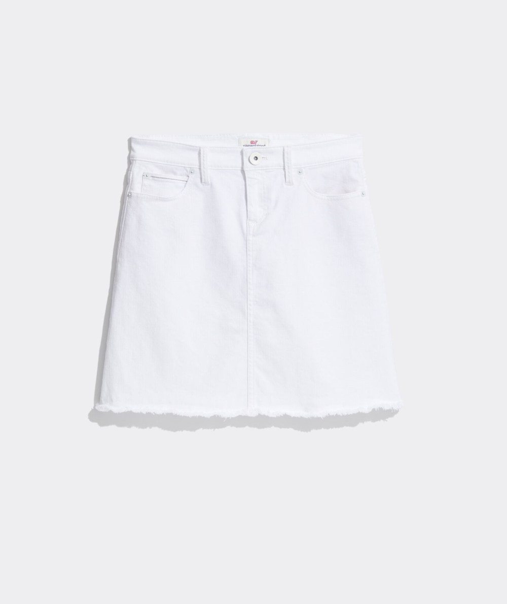 Falda Vineyard Vines Raw Hem White Jean Skirt Mujer Blancos | KAG-804126