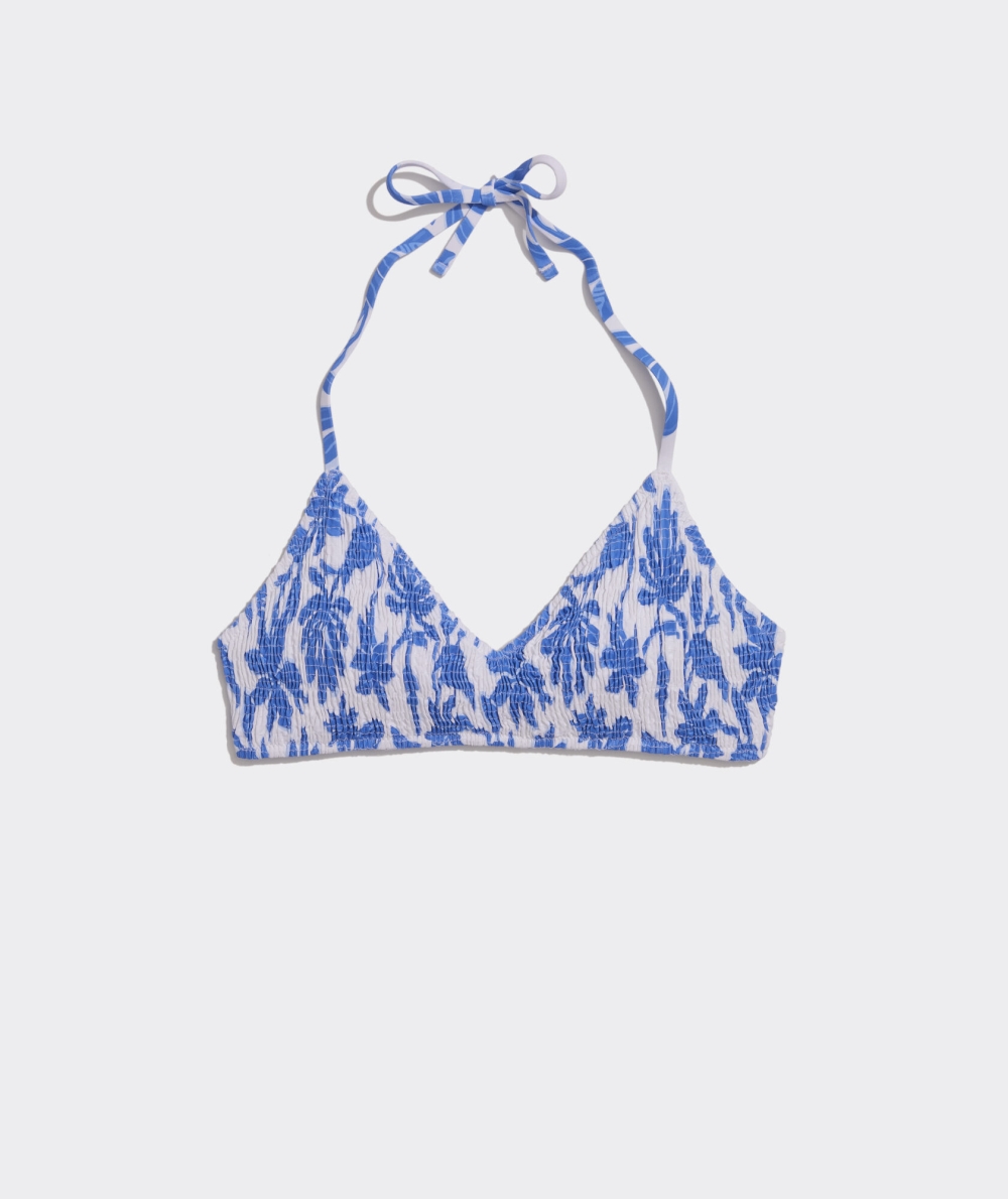 Nadar Vineyard Vines Floral Smocked Bikini Top Mujer Azules | VDB-687319