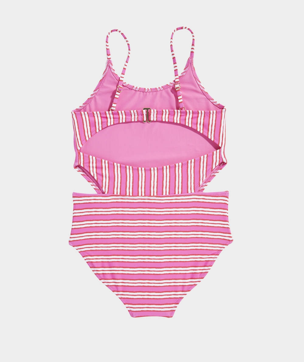 Nadar Vineyard Vines Painted Stripe Cut-Out One-Piece Niños Stripes | NFW-508263