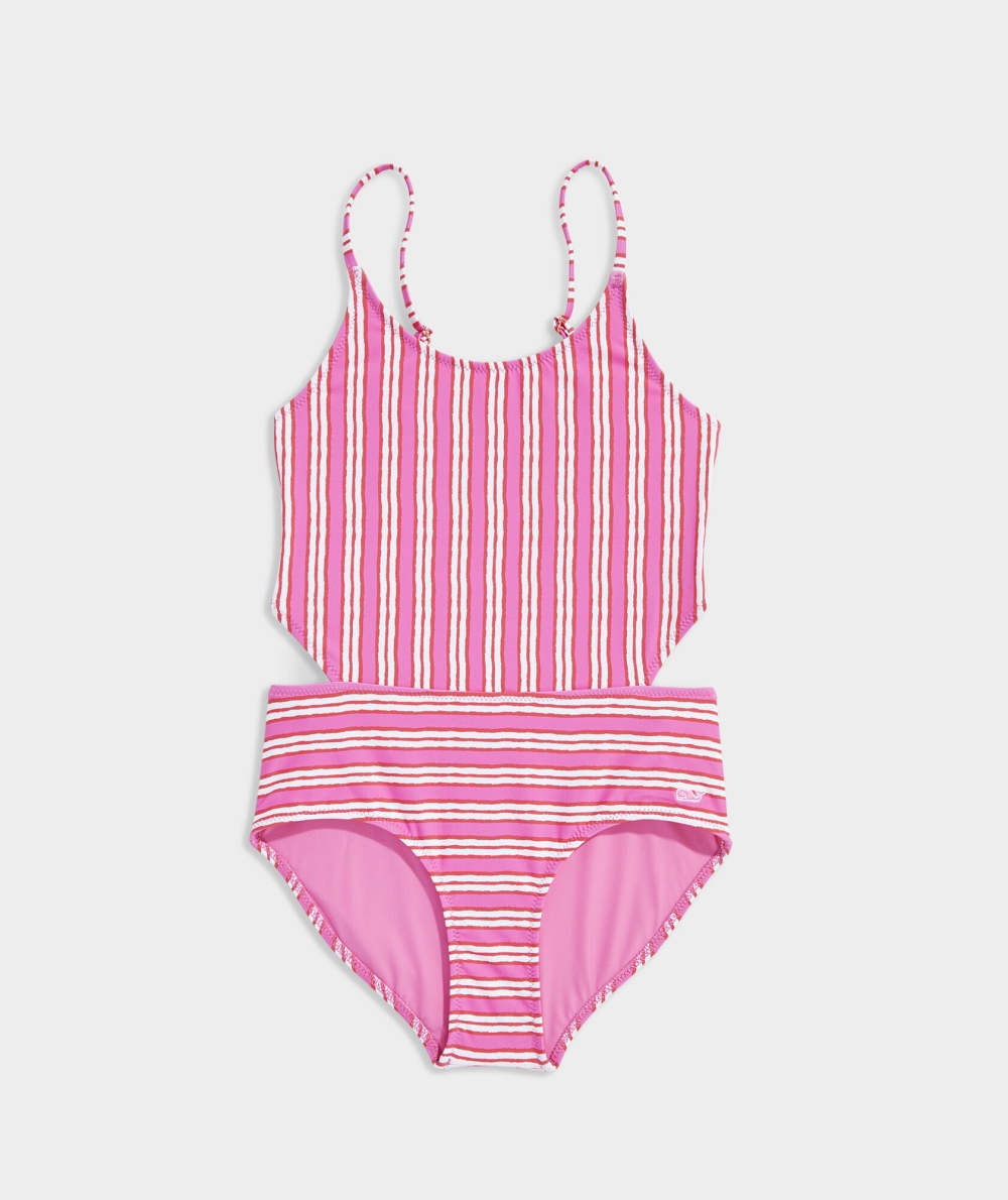 Nadar Vineyard Vines Painted Stripe Cut-Out One-Piece Niños Stripes | NFW-508263