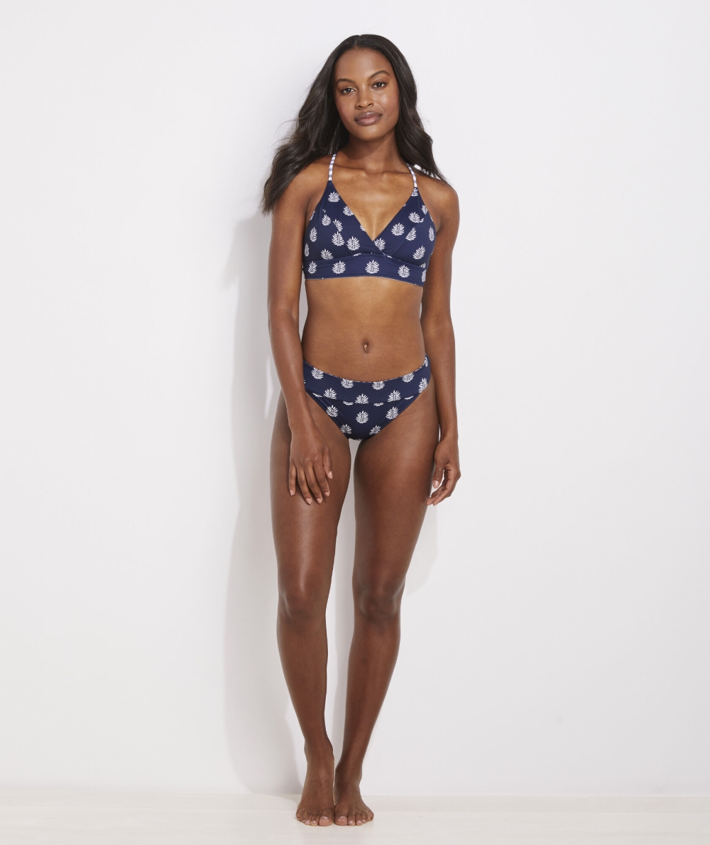 Nadar Vineyard Vines Palm Leaf Reversible Bikini Bottom Mujer FleurDeLeaf-Deep Bay | TGQ-390675