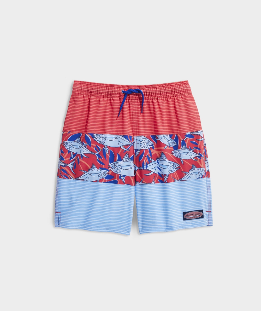 Nadar Vineyard Vines Pieced Chappy Swim Trunks Niños Rojos | RQV-421790