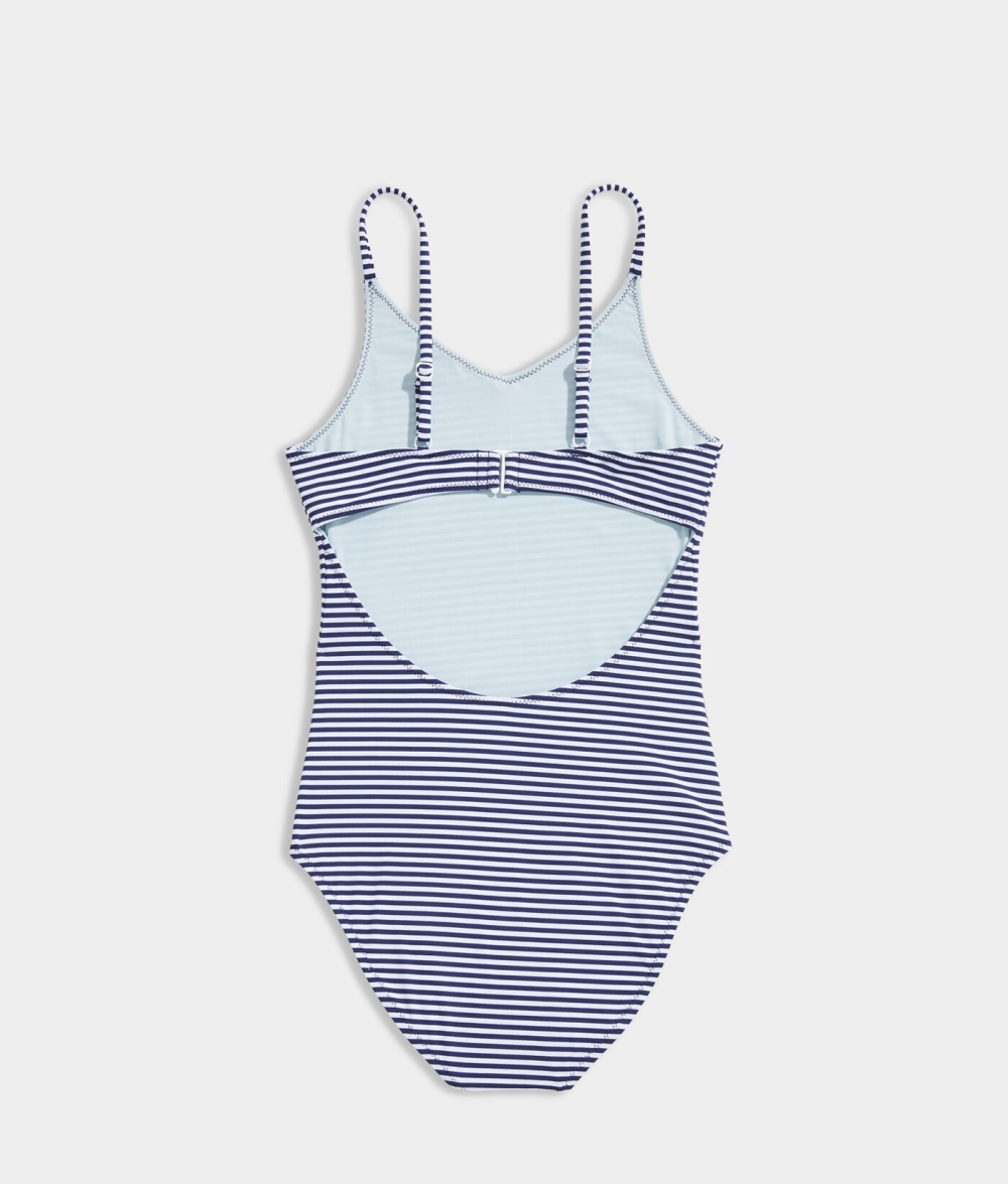 Nadar Vineyard Vines Vineyard Feeder Stripe One-Piece Niños Azules | AWM-827536