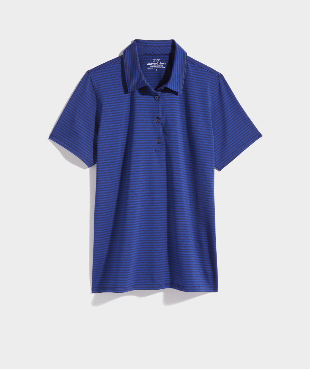 Polos Vineyard Vines A Rayas Performance Polo Mujer Azules Azules | IDP-945730