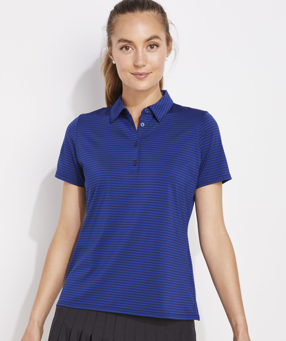 Polos Vineyard Vines A Rayas Performance Polo Mujer Azules Azules | IDP-945730