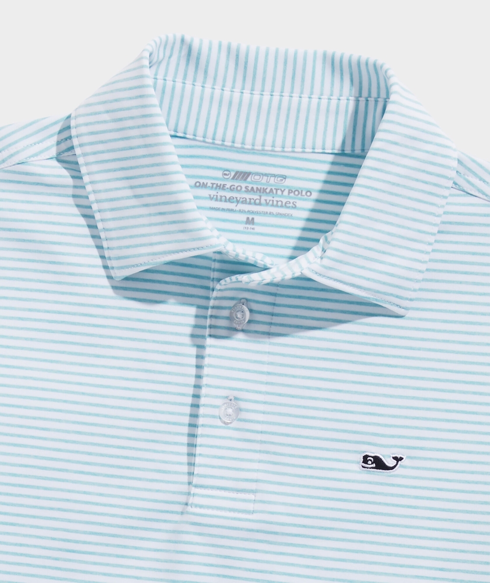 Polos Vineyard Vines Bradley Stripe Sankaty Polo Niños Blancos Azules | OHM-976824