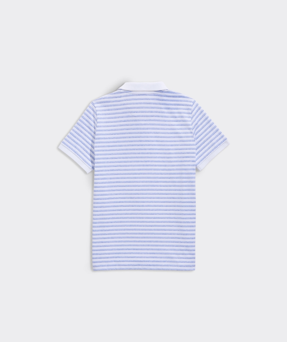 Polos Vineyard Vines Edgartown Pique Polo Niños Blancos Turquesa | YWG-257486