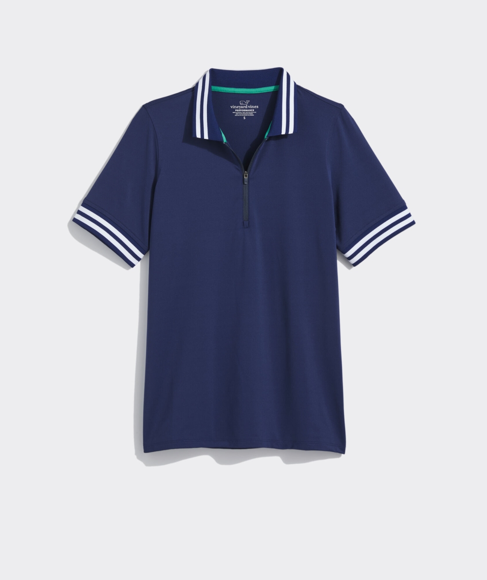 Polos Vineyard Vines Palmero Zip-Placket Golf Polo Mujer Azules | LRJ-601758