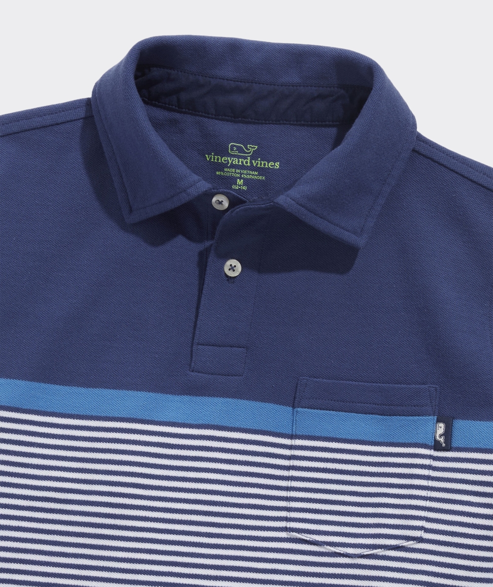 Polos Vineyard Vines Surfside Pique Polo Niños Azules Blancos Azules | POW-940278