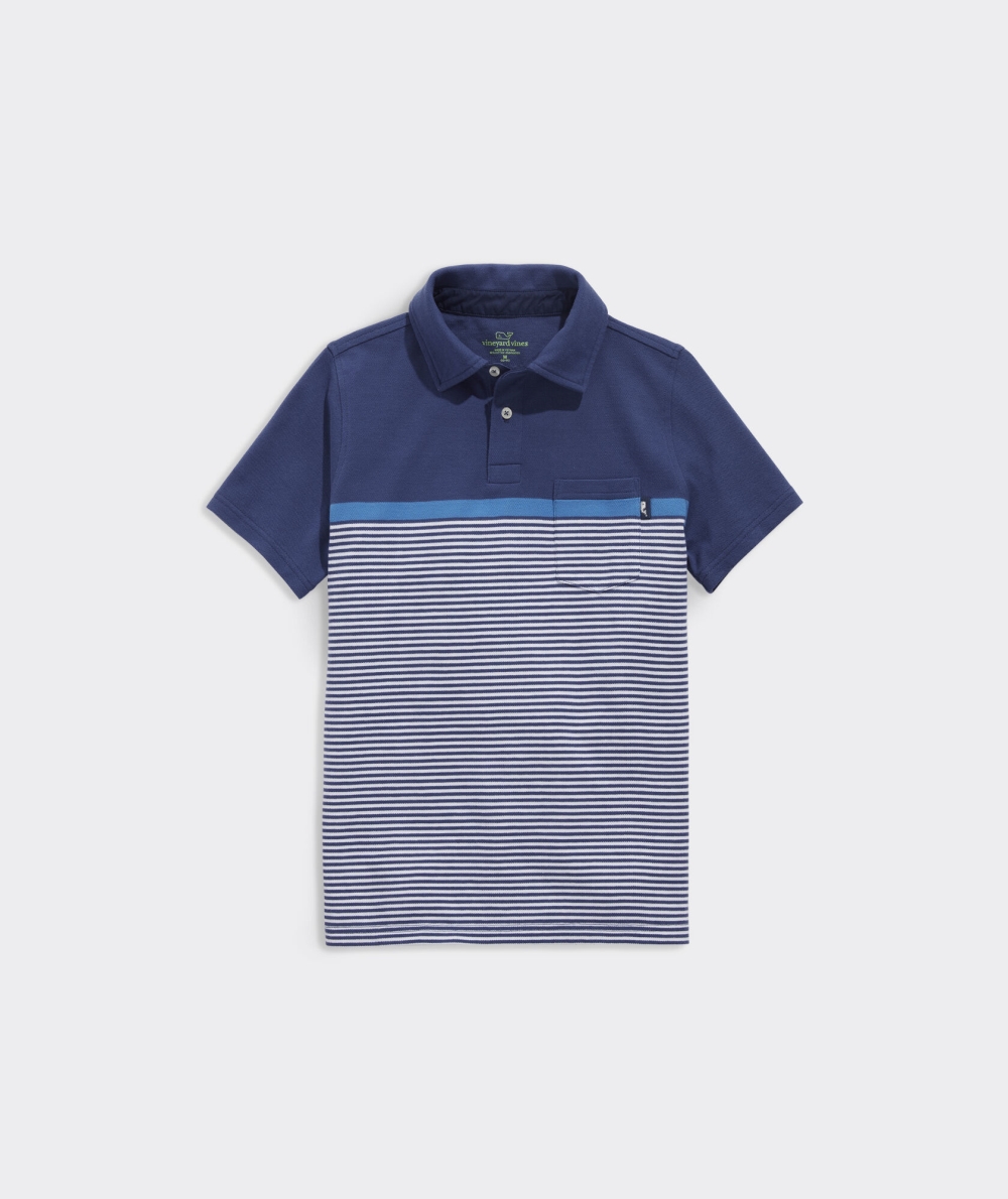 Polos Vineyard Vines Surfside Pique Polo Niños Azules Blancos Azules | POW-940278