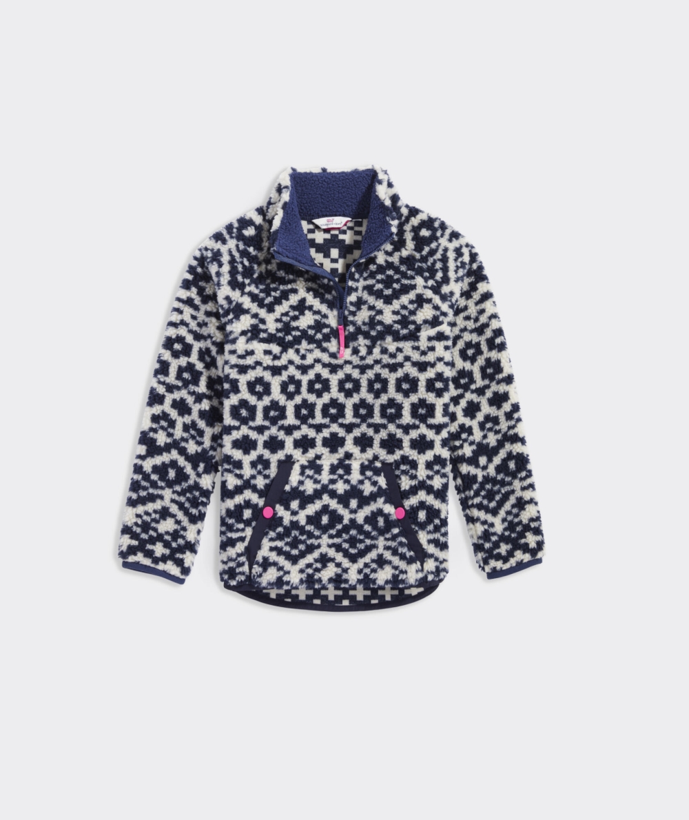 Sudaderas Vineyard Vines Exploded Fair Isle Sherpa Quarter-Zip Niños FairIsle-DeepBay v2 | XEC-485196