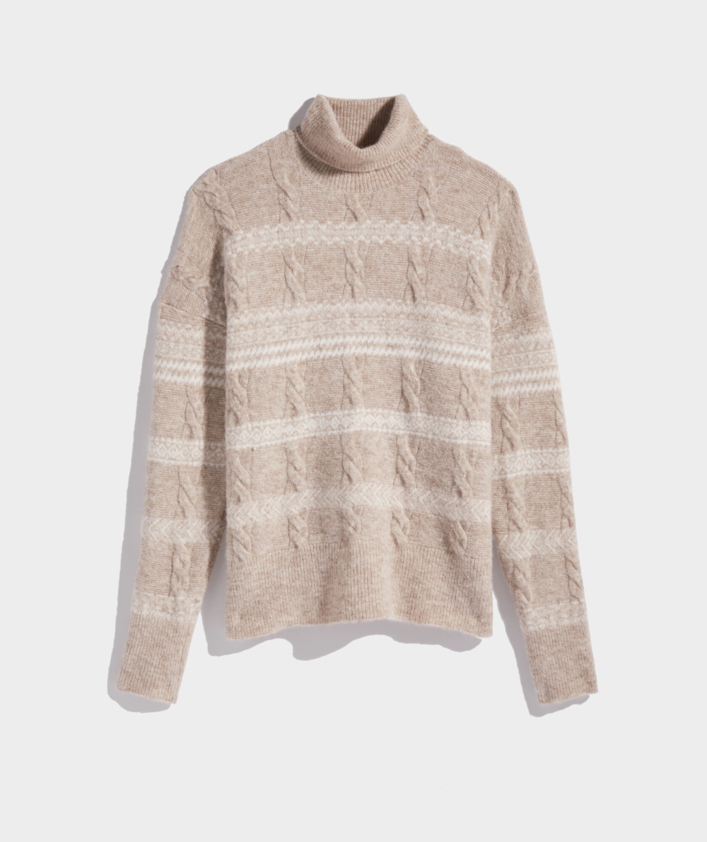 Suéteres Vineyard Vines A Rayas Fair Isle Turtleneck Sueter Mujer Beige | FWA-320817