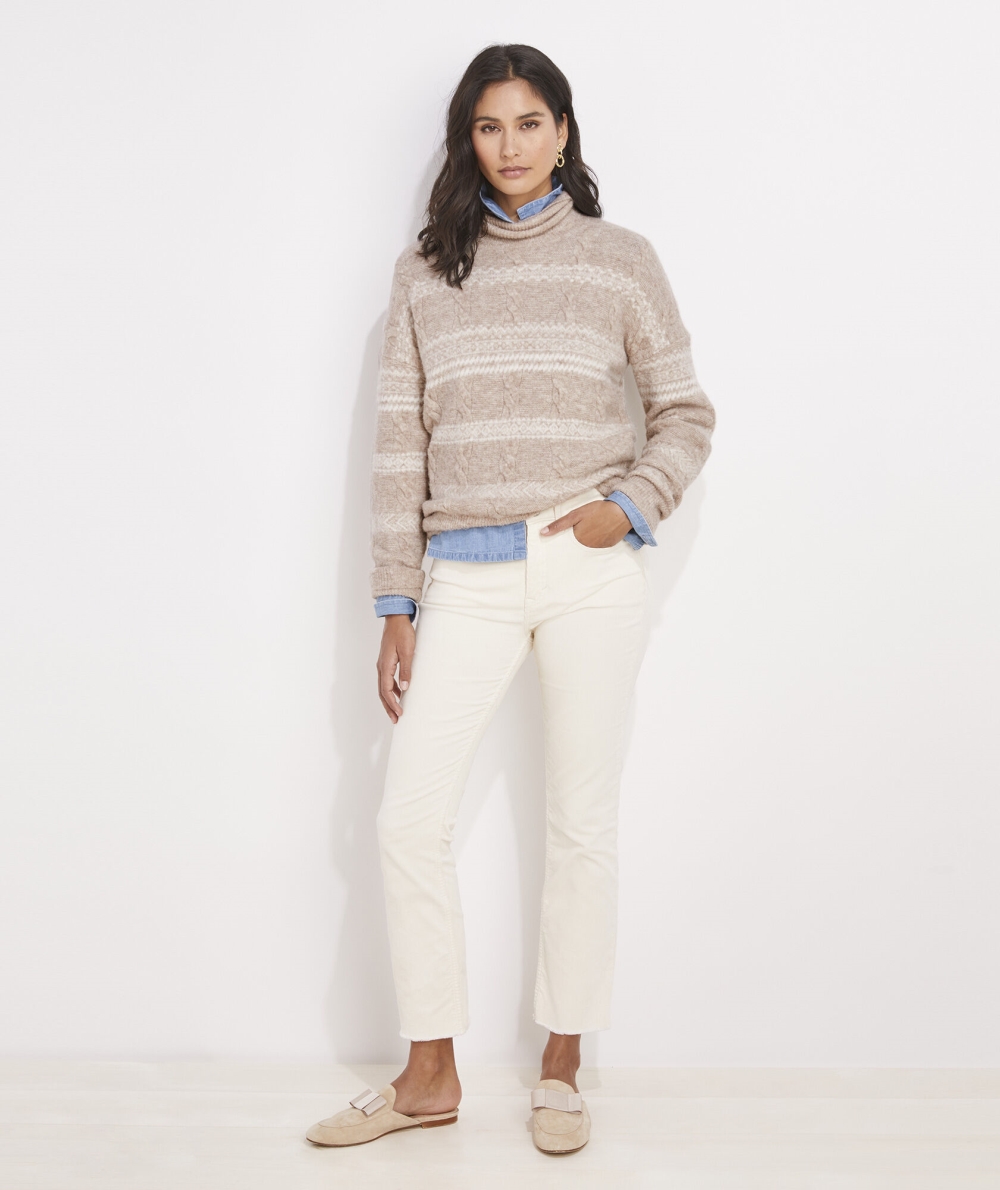 Suéteres Vineyard Vines A Rayas Fair Isle Turtleneck Sueter Mujer Beige | FWA-320817