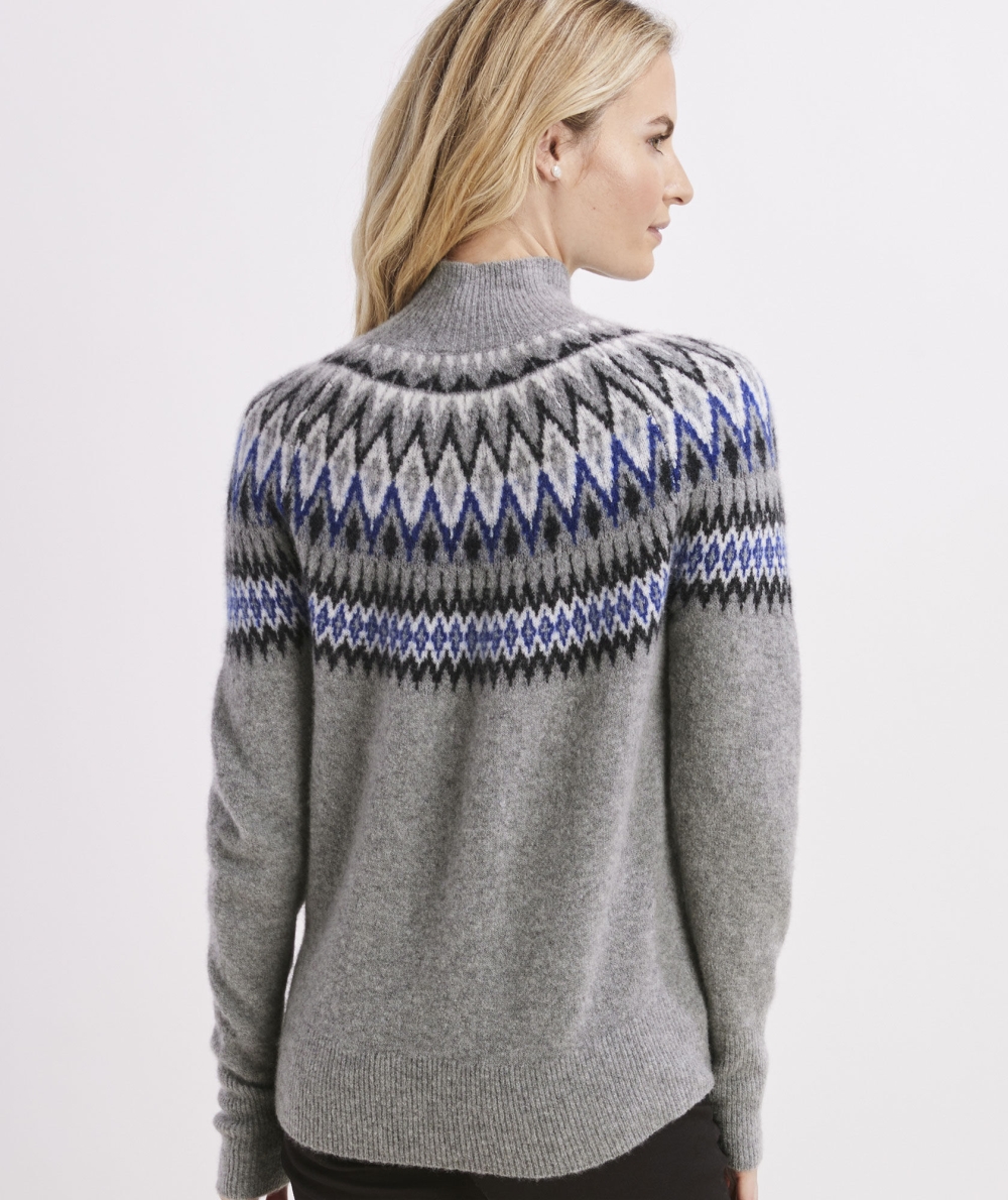 Suéteres Vineyard Vines Cashmere Blend Fair Isle Mockneck Sueter Mujer Grises | QBY-198674